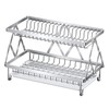 2-Tier 304 Stainless Steel Dish Rack, Foldable Over Sink with