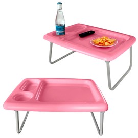 Brink House Folding Laptop Bed Tray Table (Set of 2), Coral Pink, 17 x 22 x 8 inches, Portable Indoor-Outdoor Bed Trays with Space for TV Dinners, Laptop, Utensils, and Drinks
