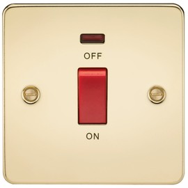 Knightsbridge FPAV8331NPB Flat Plate 45A 1G Dp Switch with Neon-Polished Brass