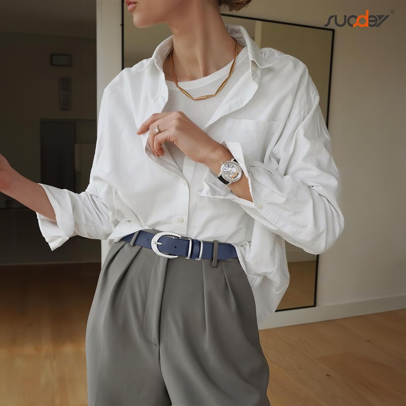 SUOSDEY Women Leather Belt for Jeans Pants, Skinny Dress Waist