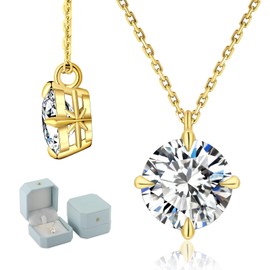 KRKC&CO Moissanite Necklace for Women, 0.5-4CT Diamond Pendant in 14K/White Gold, Sterling Silver Lab Created Solitaire, GRA Certificate, Adjustable 18+2 inches Chain Jewelry for Her