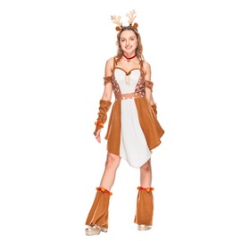 EraSpooky Women’s Festive Reindeer Costume - Holiday Party Dress with Antler Headband