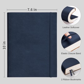 RETTACY Lined Journal Notebook, 2-Pack, 204 Numbered Pages per Pack, B5 Medium 7.6" × 10", Leather Softcover, 100 GSM Thick Paper, for Writing, Work, School (Black & Navy Blue)