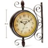 Antique Wrought Iron Wall Clock, Round Wall Hanging Double Sided