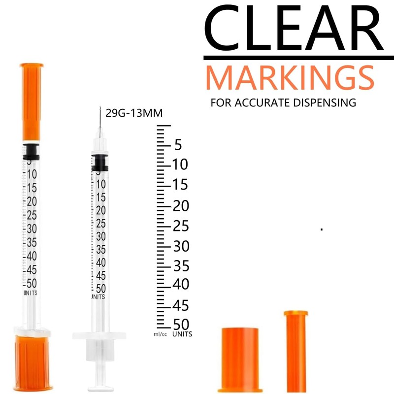 EbonCanvas 1/2ml 29G 1/2 Inch Measuring Syringes Lab Supplies, Individually