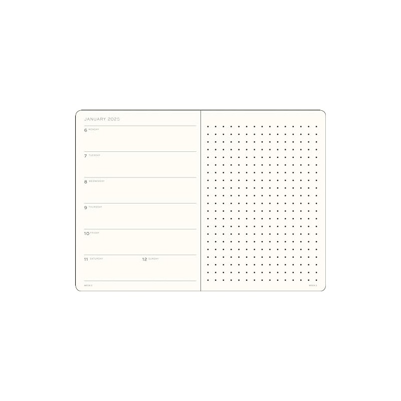 LEUCHTTURM1917 370665 Weekly Planner & Notebook Dotted Medium (A5) 2025,