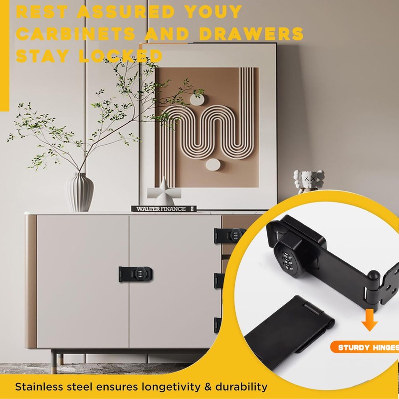 VIDYSUFYR Password Rotary Hasp Locks, 2 Pack Door Security Slide