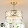 Oaks Aura 18" Gold Fandelier Ceiling Fan with Light,Fabric Boho Chandelier Ceiling Fans with Lights and Remote Control,Mid-Century Modern Caged with 6 Speeds,Reversible Motor for Bedroom,Nursery