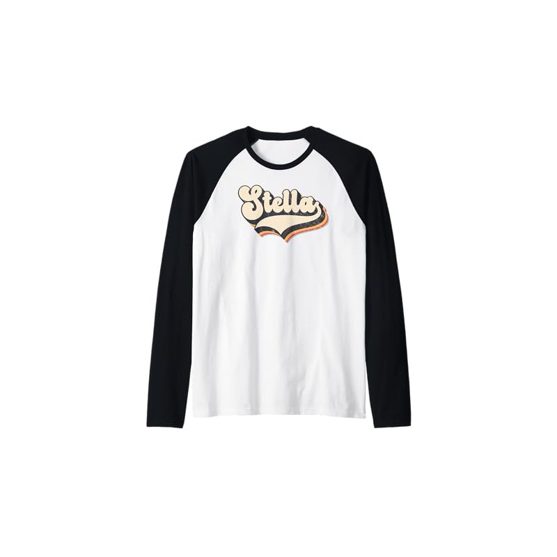 Stella Name Vintage Retro Mädchen Frauen Niedlich Personalisiert Rosa Raglan