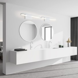 Ultralux Modern Hoop Edge Lit LED Vanity Light - 20 Inch Wall Mounted Modern Bathroom Light Fixture - 10W, 3000K & ETL Listed - Easy Install, Bright LED Vanity Mirror Light - (Matte White)