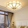 MIXL- Mid Century Brass Flush Mount Ceiling Light,LED Antique Brass