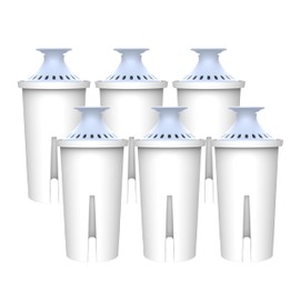 AQUA CREST Alkaline Water Filter, Intended for Brita® Pitchers and Dispensers, Everyday, UltraMax, Metro+, XL and More, NSF Certified, 2 Months, 6 Count, Mineralized Alkaline Water, Increases Water PH