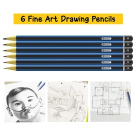 BAZIC Drawing Sketching Pencil Set, HB 2B 4B 6B 7B 8B, Professional Graphite Sketch Kit Pencils, for Artists Adults Beginners (6/Pack), 24-Packs