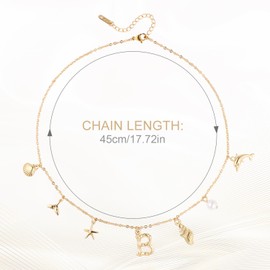 Mikovivi Initial A-Z Shell Letter Necklace, 17.72in Gold Letter Seashell Necklace Pendants Jewelry Beach Charm Necklace Birthday Anniversary Presents for Women Girls(B)