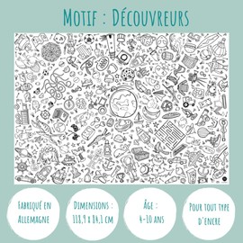 Paper tablecloth for colouring, explorer motif, colouring pictures boys, colouring dinosaur, children's birthday decoration, paintable cloth, Mal Mich colourful