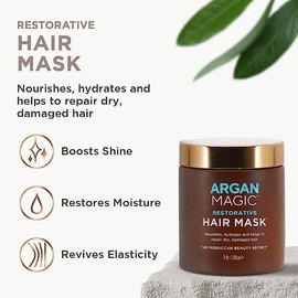 Argan Magic Mascarilla Reparadora Para El Cabello: Mascarilla Acondicionadora Rica En Proteínas Que Hidrata, Restaura Y Repara El Cabello Dañado | Fabricada En Ee. Uu., Si 12 Onzas (Paquete De 1)