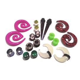 Zaya Body Jewelry 8 Pair 4g Assortment Mix of Ear Plugs Tapers Spirals Tunnels Acrylic Steel Organic Gauges Sizes 8g-5/8 (4g 5mm)