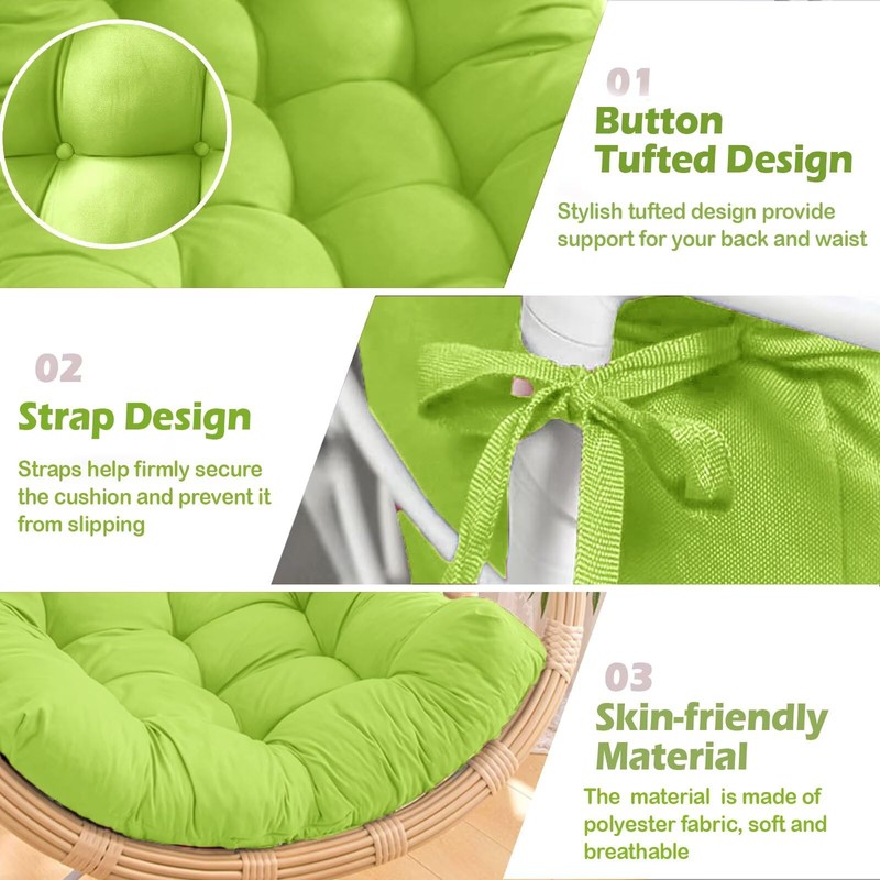 MQK Thick Egg Chair Cushion Replacement, Button Tufted Outdoor Swing