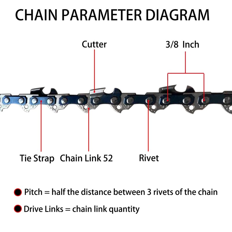Opuladuo 2PC 14 Inch Chainsaw Chain for WORX WG305.1 WG305,