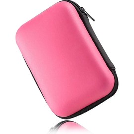 Hard Drive Carrying Case Storage Organizer Bag Multi-Purpose Universal Carry Pouch Compatible with  WD Elements , 2.5'' EVA Shockproof Travel Case (Black) - Color: Pink