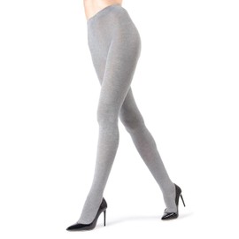 MeMoi Brooklyn Flat Knit Cotton Tights for Women, Cozy Sweater Tights, Stretchy and Soft Womens Tights - Sizes X-Small to 5x-6x, Medium Gray, M-L