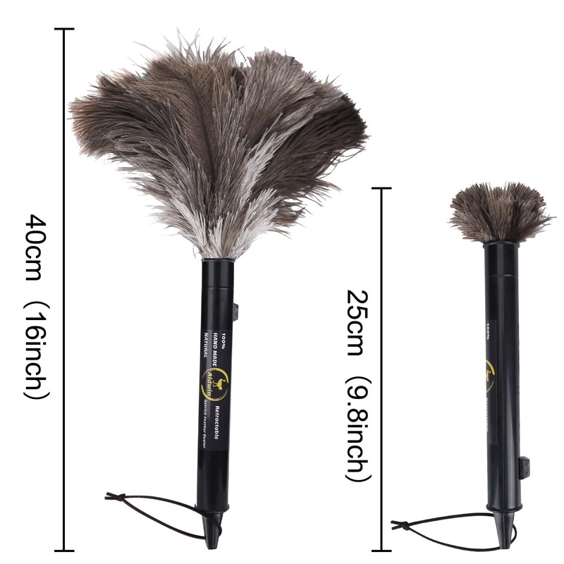 Aldwin Ostrich Feather Duster Retractable 1 Pack,16 inch Genuine Fluffy