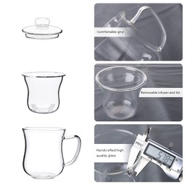 CNGLASS Glass Tea Cup with Removable Infuser and Lid,10oz Thickened Glass Infuser Mug,Borosilicate Glass Mug for Loose Leaf Tea,Teabags