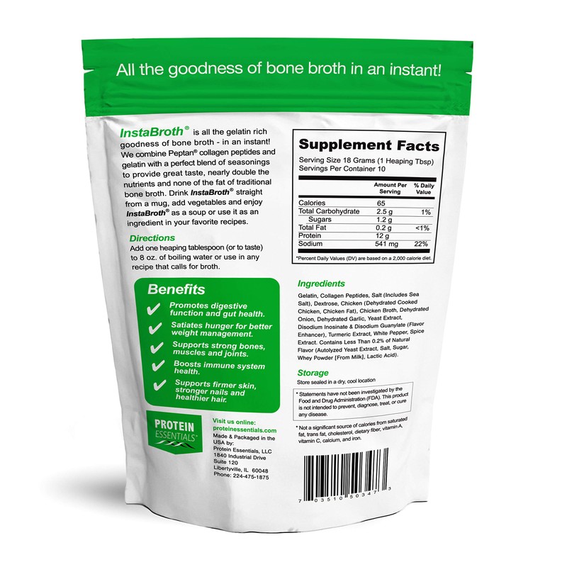 InstaBroth, Bone Broth Powder with Grass Fed, Pasture Raised Collagen