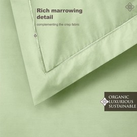 Bioweaves 100% Organic Cotton Percale Weave Pillow Shams King Size – Crisp, Soft & Naturally Cooling, 300 Thread Count GOTS Certified with Rich Marrowing Detail – Set of 2, Seedling Green