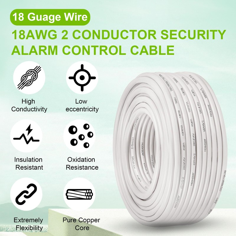 MOOKEERF 18 AWG 2 Conductor Stranded Shielded Plenum Cable 100FT