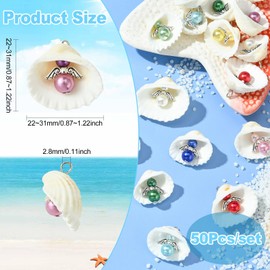 UR URLIFEHALL 50 Pcs 10 Styles Colourful Angel Charms with White Shell Beads Fairy Charms Pendants for Jewellery Making Crafts Phone Straps