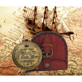 WORLDMART Gift for Dad from Daughter Brass Compass | Customized Quote Dad I Love You Father's Day Birthday Gifts idea for Dad from Daughter Girl (to My Dad)