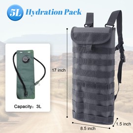 EASY BW Tactical MOLLE Hydration Pack Carrier Backpack with 3L Water Bladder for Outdoor Sports, Grey