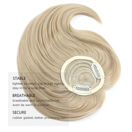 Yamel Hair Toppers for Women 2 Clips in Hair Pieces Multi-Dimensional Blonde Synthetic Straight Wiglets Hairpieces for Thinning Hair