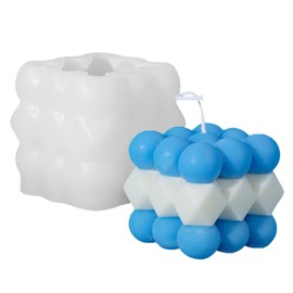 Bubble Candle Mold, 3D Cube Ball Silicone Mold for Candle Making Silicone Soap Mold Epoxy Resin Casting Mold DIY Wax Polymer Clay Homemade Ornaments (Geometric)