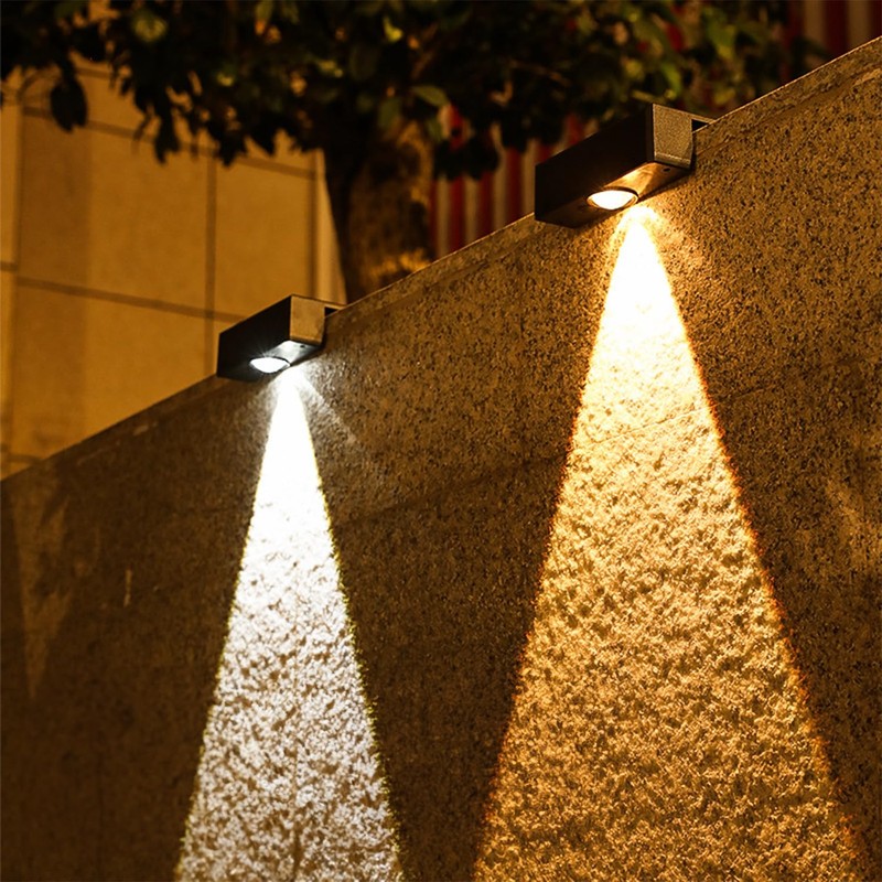 RLRTWIN Solar Wall Lights, Non-Drill Fence Lights Solar Powered Outdoor