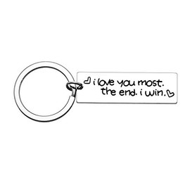 MADHAHEFU Men Gifts Anniversary Keychain for Husband Wife Couples Keyring Keychain I Love You Most The End I Win
