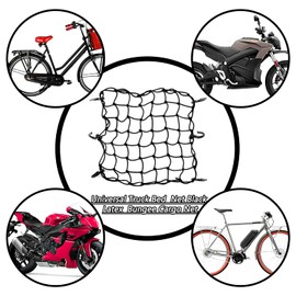15"x15" Universal Truck Bed Net Black Latex Bungee Cargo Net Extends to 30"x30" with 6 Adjustable Hooks & Tight 2"x2" Mesh