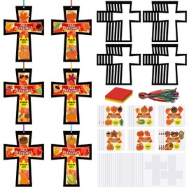 Chiisong 24 Sets Religious Fall Cross Craft for Kids Fall Blessing Tissue Paper Craft Kit Christian Autumn DIY Craft Cross Craft Gift Set for Sunday School Church Classroom Fall Party Supplies