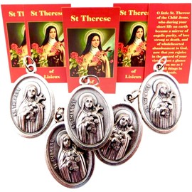 Westmon Works St Therese of Lisieux Medal Bulk Pack Bundle with Saint Prayer Cards, Set of 5