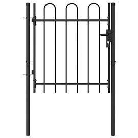 vidaXL Fence Gate Single Door with Arched Top Steel 39.4"x39.4" Black