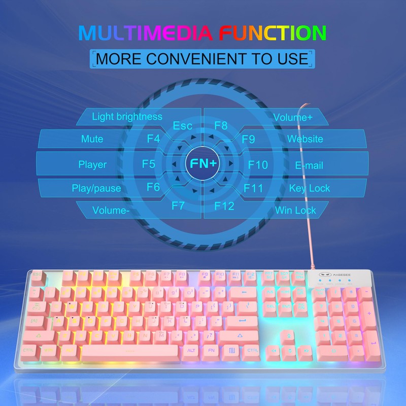 Gaming Keyboard and Mouse Combo, K1 RGB LED Backlit Keyboard