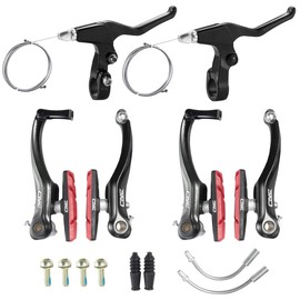 Chooee Bicycle V Brake, Aluminium V-Brake Brake Set + Brake Lever Black/Red