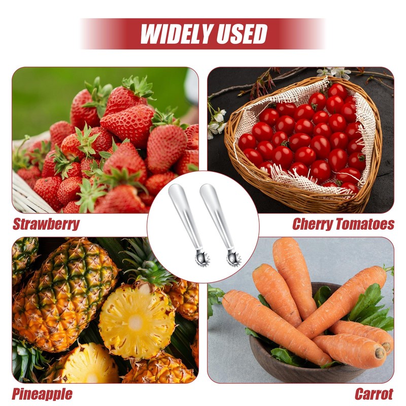 2PCS Tomato Stem Corer & Strawberry Huller - Stainless Steel