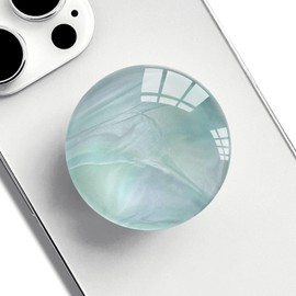 Ksadiye Translucent Clear Phone Grip with Expanding Kickstand,Cell Phone Collapsible Stand White Shell Pattern Design for Smartphones