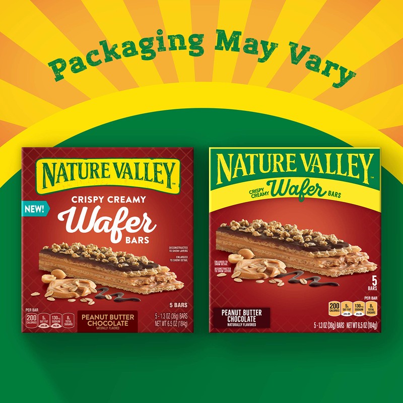 Nature Valley Wafer Bars, Peanut Butter Chocolate, 1.3 oz, 5
