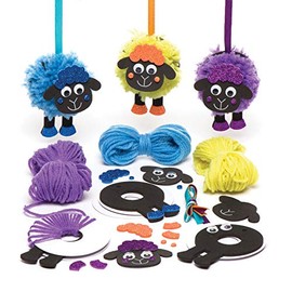 Baker Ross AR982 Fluffy Sheep Pom Pom Kits (Pack of 3) Spring Themed Crafts For Kids to make and Display, 3.0 cm*25.0 cm*17.5 cm