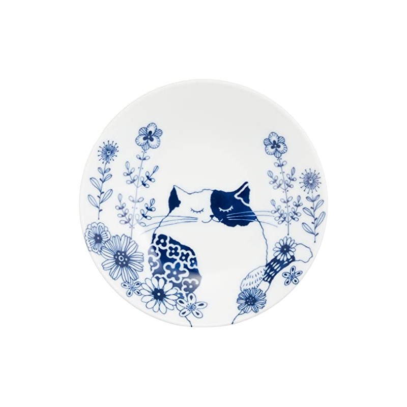 Ceramic Indigo Ronron and Mew Small Plate, Mew Size: Approx.