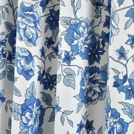 Lush Decor Ivana Floral Light Filtering Window Curtain Panel Pair, 84" Long x 52" Wide, White & Navy
