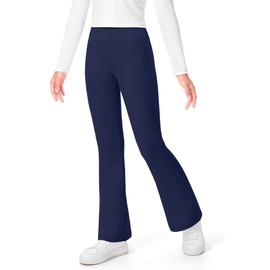 KEREDA Girls Flare Leggings Bell Bottoms School Uniform Pants High Waisted Flared Leggings for Teen Girls Black-Khaki-Navy 7-8 Years